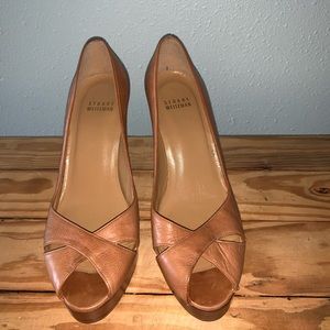 Stuart Weitzman Camel Peep-toe Shoe 6.5M